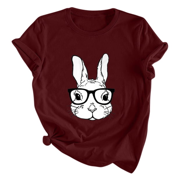 Camiseta de mujer, divertida y bonita camiseta de manga corta, camiseta con estampado de mariposa, blusa con estampado de conejo, regalo para mujer Pompotops hfajkhk127678