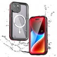 thumbnail image 2 of Dteck Waterproof Case with Universal Kickstand for iPhone 15,Shockporof IP68 Waterproof Case Magnetic Compatible with MagSafe Full Body Protection Cover,Red, 2 of 10