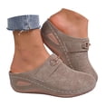 thumbnail image 3 of Women's Wide Width Wedge Sandals Slip On Backless Clogs Platform Non Slip Work Shoes Lightweight Dress Mules Brown Size7.5, 3 of 9