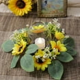 thumbnail image 7 of Sunflower Candle Wreath 10", Candle Ring Wreath, Artificial Wreath for Table Centerpiece, Yellow Wall Window Decor, 7 of 7