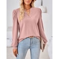 thumbnail image 5 of Alsol Lamesa Womens Puff Long Sleeve Fall Tunic Tops Dressy V Neck Knit Top Casual 2023 Trendy Tshirts Blouses Shirts for Women, 5 of 6