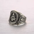 thumbnail image 2 of Masonic Rings Silver Color Freemason Ring - stainless steel pin stripes, 2 of 4