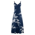 thumbnail image 5 of Wycnly Dresses for Women Fashion High Waist Swing Tunic Strap Maxi Sundress for Beach Sleeveless V-Neck Daisy Print Summer Long Formal Dress Blue m, 5 of 5
