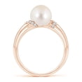 thumbnail image 2 of ANGARA Freshwater Cultured Pearl Ring with Pave-Set Diamonds in 14K Rose Gold for Women | June Birthstone, Birthday, Anniversary, Jewelry Gift for Women | Pearl Ring, 2 of 8