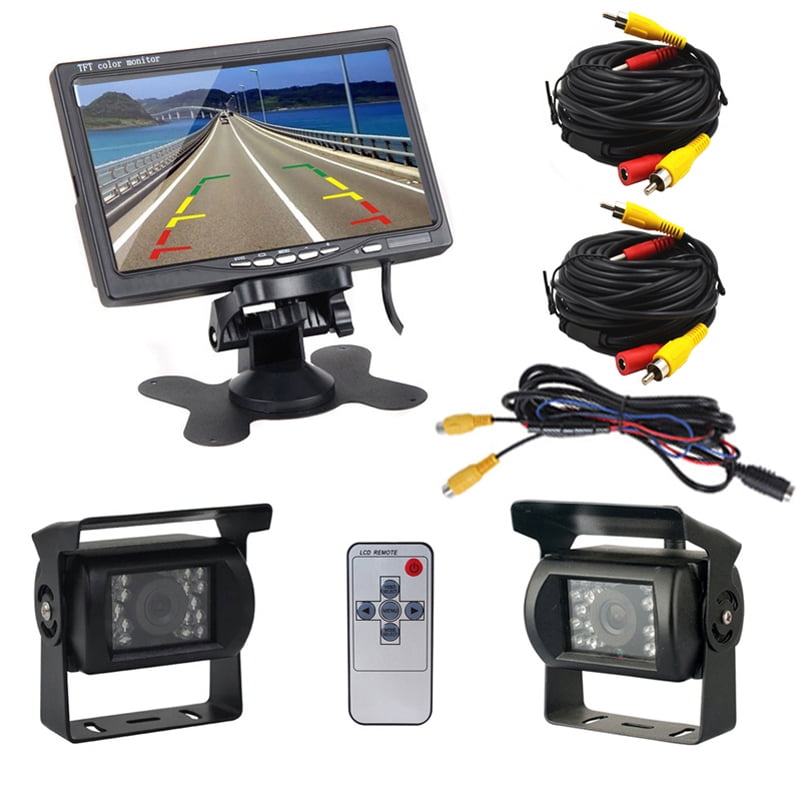 2x Wireless IR Rear View Vehicle Backup Camera 7" HD LCD Monitor for Bus Truck 