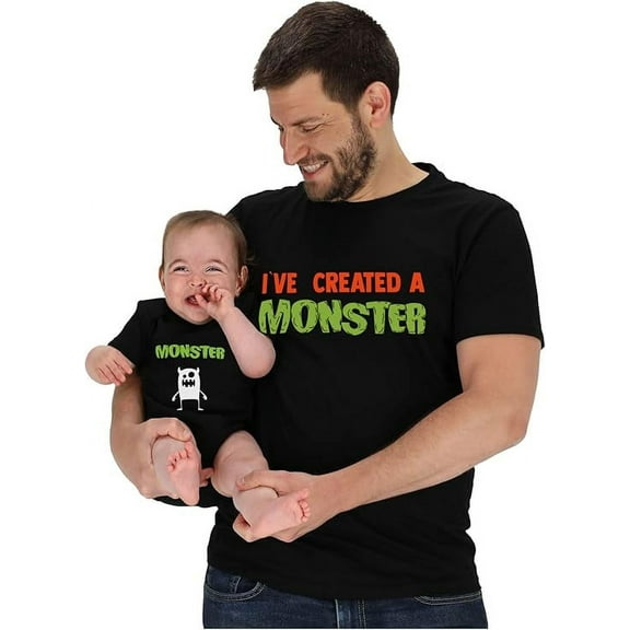 Family Halloween Baby infant Trick or Treat Matching Outfit Baby Bodysuit Monster Baby Bodysuit Black NB (0-3M)