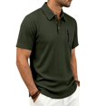 thumbnail image 5 of KLHDSF Men's Polo Shirts Short Sleeve Casual All Season Collar Shirts Soft Breathable Polo Tee Shirts Classic Golf Tops Army Green L, 5 of 9