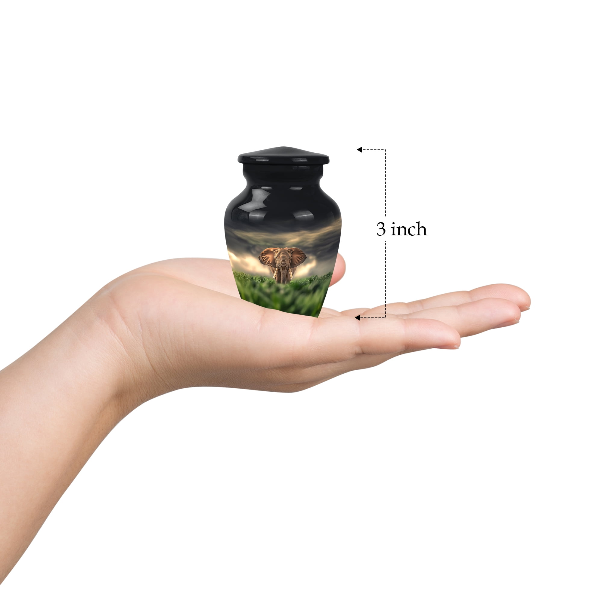 Elephant Cremation Urns for Human Ashes, Urn for Ashes Adult Male, Urns for Human Ashes Adult Man, Small Urn for Ashes for Women (Size - 3inch, 2 Pcs)