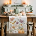 thumbnail image 2 of Fall Table Runner Thanksgiving Floral Pumpkin Table Runners Watercolor Wildflower Cotton Linen Dresser Scarf Kitchen Dining Table Decor for Fall Holiday Party Decor 13x36 Inch, 2 of 9