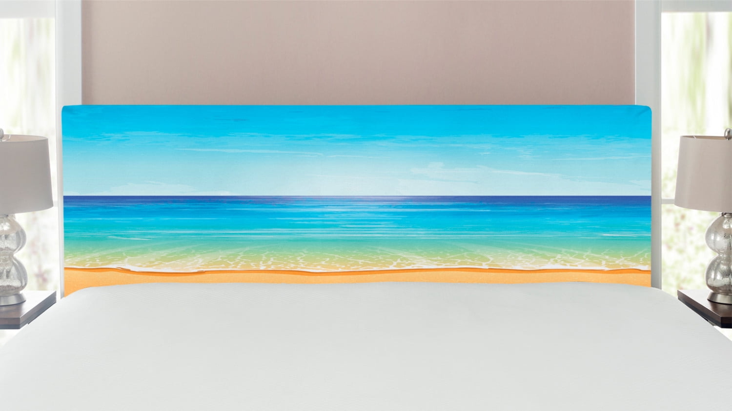 Ocean Headboard, Paradise Beach with Sand and Sea Water Summer Exotic ...