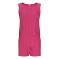 thumbnail image 4 of ZACPNCV Girl's 2 Piece Outfits Kids Tank Top and Paperbag Waist Pocketed Summer Short Sets Hot Pink 8-9 Years, 4 of 9
