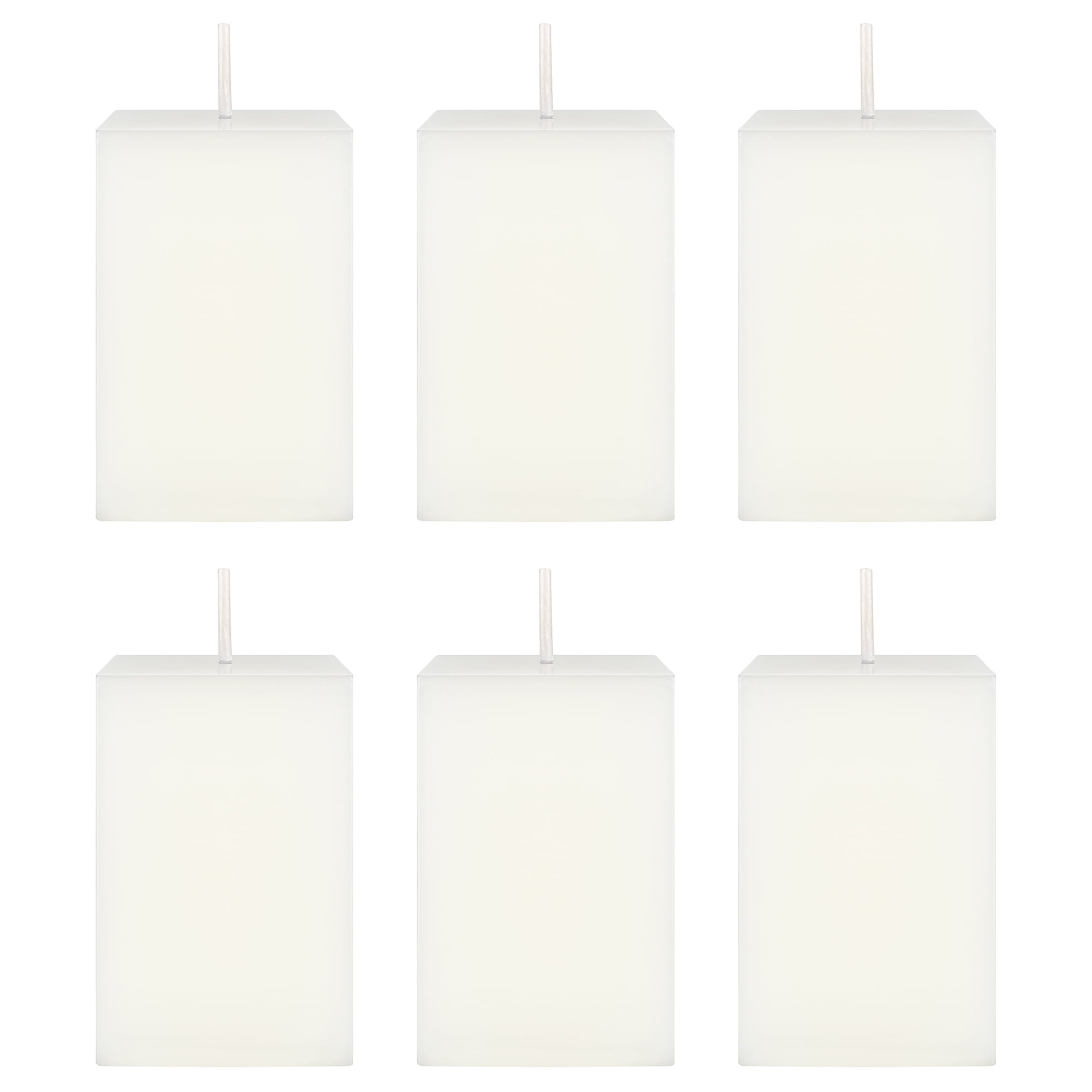 Mega Candles 6 pcs Unscented White Square Pillar Candle, Hand Poured