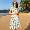 thumbnail image 4 of Vsdgher Dinosaure pour Femmes Été 2025 Robes Midi Décontractées Légères Manches Courtes Col Rond Robe de Plage, 4 of 6