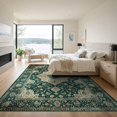 thumbnail image 3 of ODIKA 9'x12' Washable Area Rug Forest Sage Bold Distressed Border Ornate Scroll Decorative Alfombra for Master Suite, California King, Under Bed, Non-Shedding, Easy Care, 3 of 7
