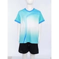 thumbnail image 3 of Nyeemya Kids Boys Sports Suit for Football Team Training Quick-Drying V-Neck T-shirt with Drawstring A Light Green 22, 3 of 7