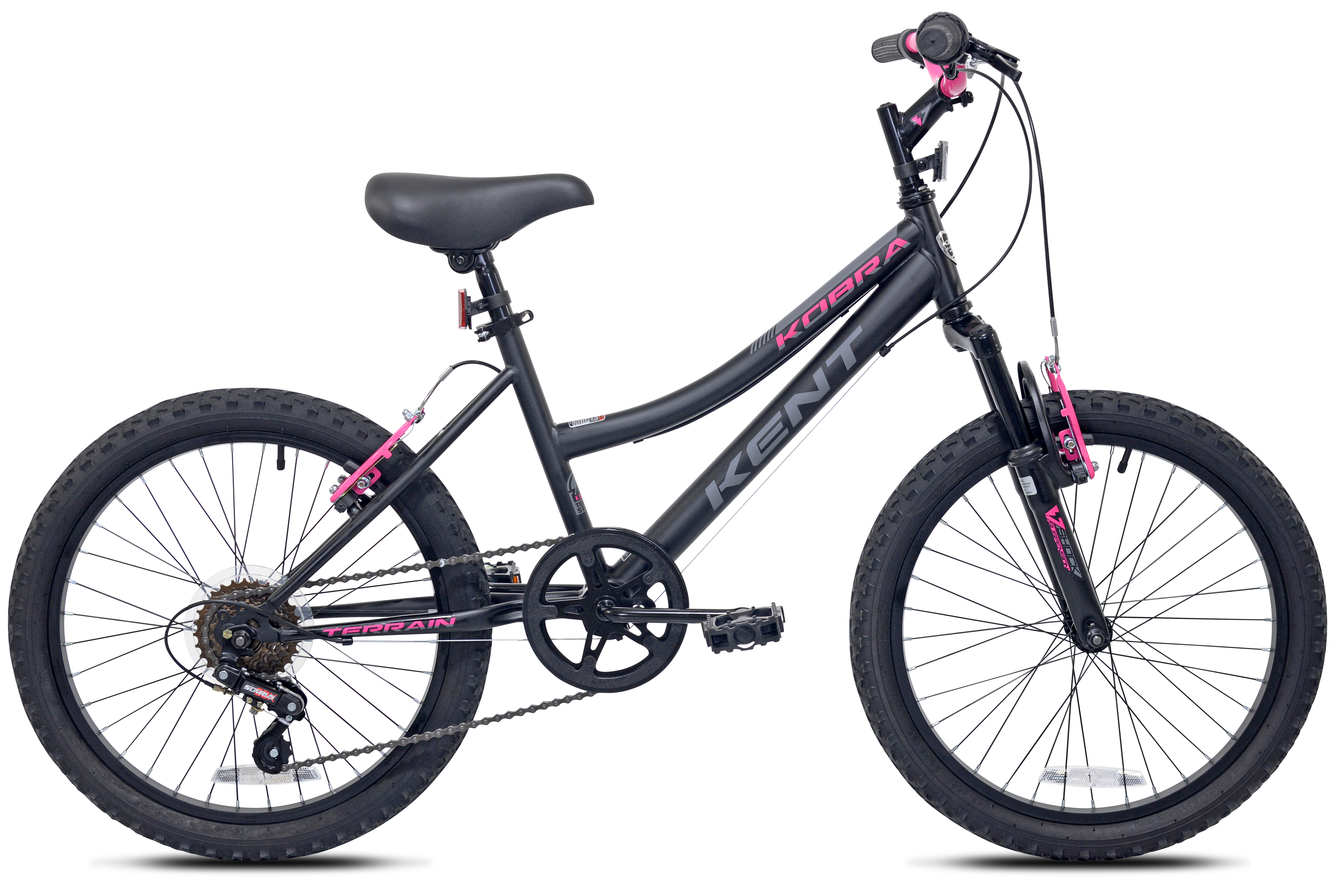 20" Kent Kobra Mountain Bicycle, Fits Rider 4'2" - 5', Black/Pink, Child, Unisex
