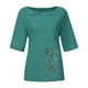 thumbnail image 3 of Gibobby Blusas Holgada Tamaño manga mujer pulóver camisa suelta corta flor Tops más blusa estampada blusa de mujer（Verde， S), 3 of 5