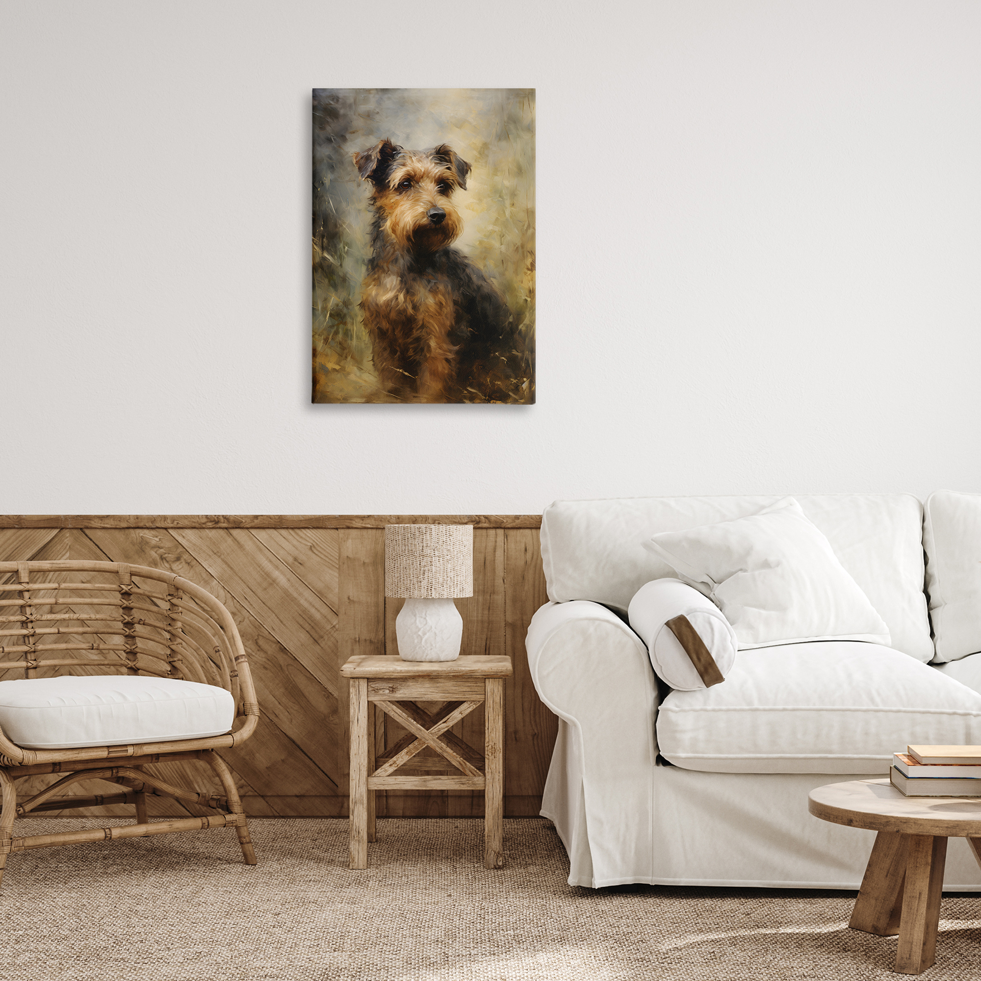 Stupell Industries Poised Terrier Dog Animals & Insects Painting Gallery Wrapped Canvas Art Print Wall Art, 20 x 30