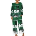 thumbnail image 6 of asdoklhq Silk Pajamas for Women Set Ladies' Christmas Printed Casual Top Pants Pajama Set Green L, 6 of 6
