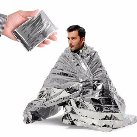 Poket Size Silver Outdoor Emergency Survival Camping Warm Blanket - One ItemReflects and retains up to 80% of released body heat! Provides.., By