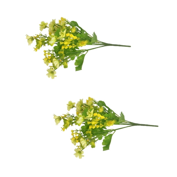 Injueey 2 unids/set flores falsas no tóxicas para decoración del hogar DIY y ramo de boda-bajo mantenimiento Flores artificiales Profundo+verde claro