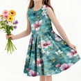 thumbnail image 4 of SGFCWSX Girls Sleeveless Dress Crew Neck Graphic Print A-Line Summer Party Dresses for Kids Multicolor Size 11-12 Years, 4 of 6