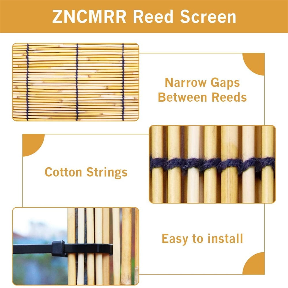 Eco-Friendly Reed Fence16.4ftX3.94ft Fencing Decorative Roll Up Window Blind Reed Fencing for Garden Indoor Balcony Window ZNCMRR Natural Reed Screen Curtain