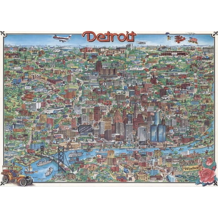1977 Map of Detroit | 1000 piece jigsaw puzzle for adults | Jigsaw Puzzle Game for Adults Fun Indoor Activity