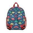 thumbnail image 3 of Nature Dino Art Student Backpack – Roaring Baby Dinosaur Print with Watercolor Flowers, Abstract Planets, and Jungle Illustration, 3 of 5