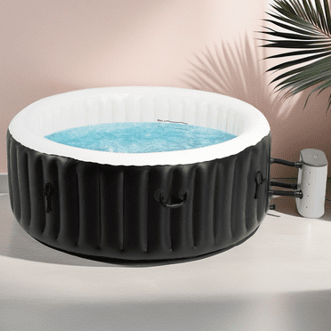 Naipo 4-6 Person 71'' Inflatable PureSpa Bubble Massage Inflatable Hot Tub Spa Set, Outdoor Portable Hottub with 110 Jets, Insulated Tub Cover, Temperature up to 104°F, Black
