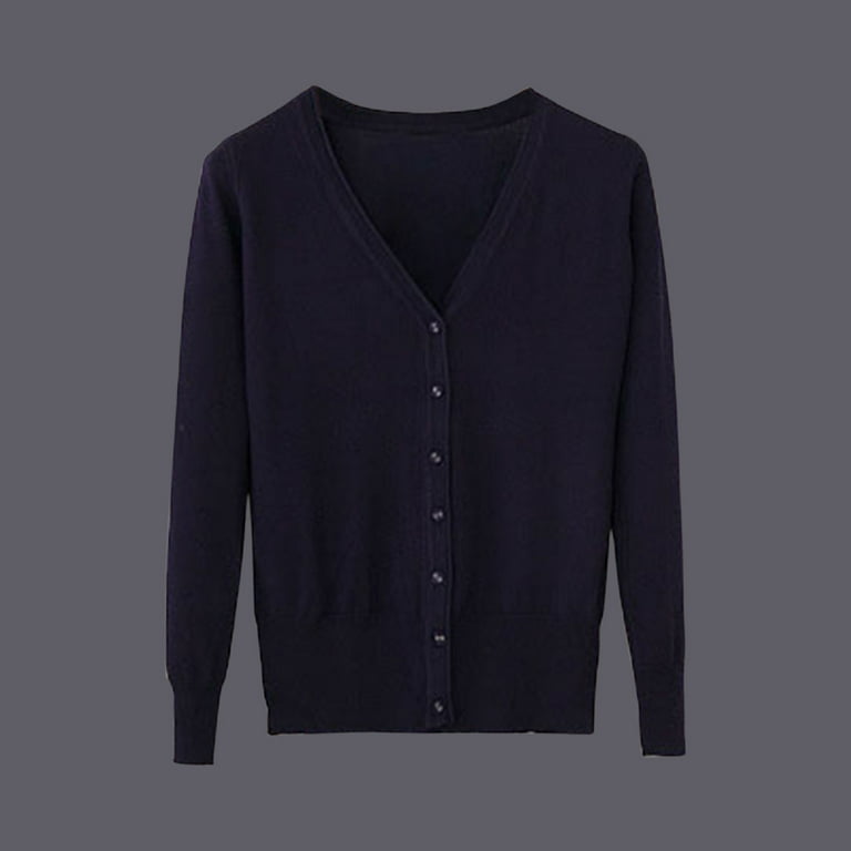 Huaai Cardigan For Women Women s Classic Button Down Long Sleeve V Neck Soft Knit Sweater Sweaters For Women Black XL Walmart