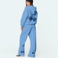 thumbnail image 6 of Cherry Sweatpants Set for Women Cherry Sweat Set for Women Women's 2 Piece Outfits Cherry Trim Print Hoodie Sweatsuit Sets Oversized Sweatshirt Wide Leg Sweatpants With Pockets, Blue-M, 6 of 6