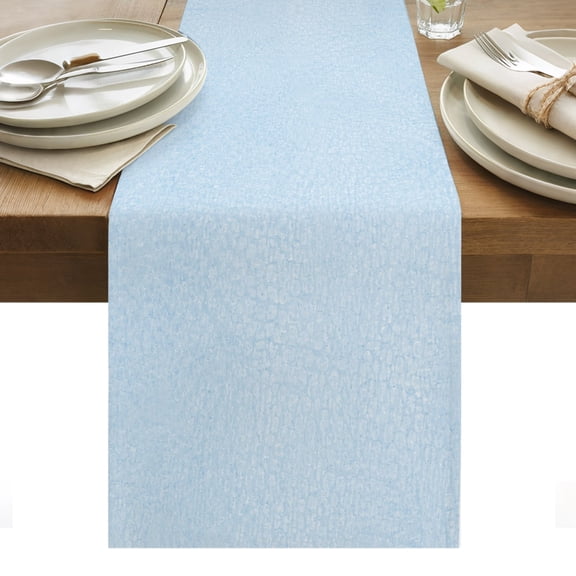 Light Blue Cotton Linen Table Runner Natural Solid Color Organic Mottling Texture Dining Table Runners for Home Decor Party Dining Room Restaurant Kitchen Party 13" x 72"
