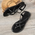 thumbnail image 6 of Dakaela Women's Flat Sandals Strappy Dressy Ankle Strap Thong Sandals Comfortable Casual Summer Beach Walking Flip Flops Shoes Black 7.5, 6 of 8