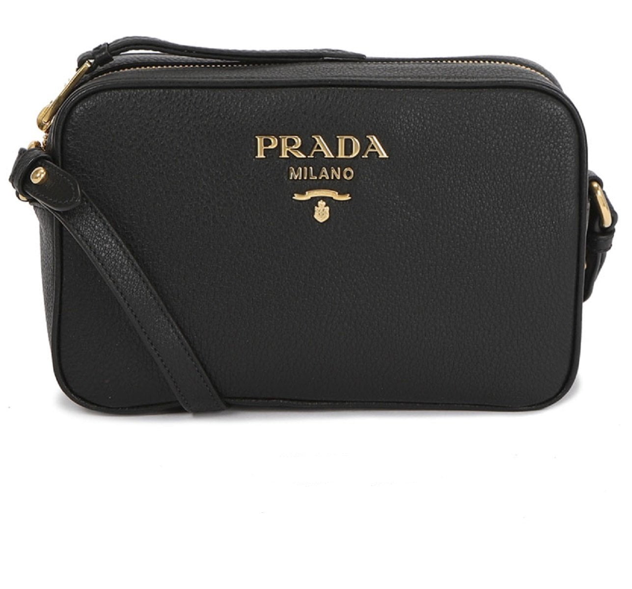 New Prada Beige Vitello Phenix Leather Double Zip Crossbody