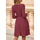 thumbnail image 5 of Vestido PRETTYGARDEN Otoño 2025 Cuello en V Manga Larga Rojo Vino 2XL, 5 of 8