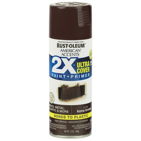 American Accents Paint - Rust-Oleum American Accents Ultra Cover 2X Gloss Kona Spray Paint and Primer in 1, 12 oz