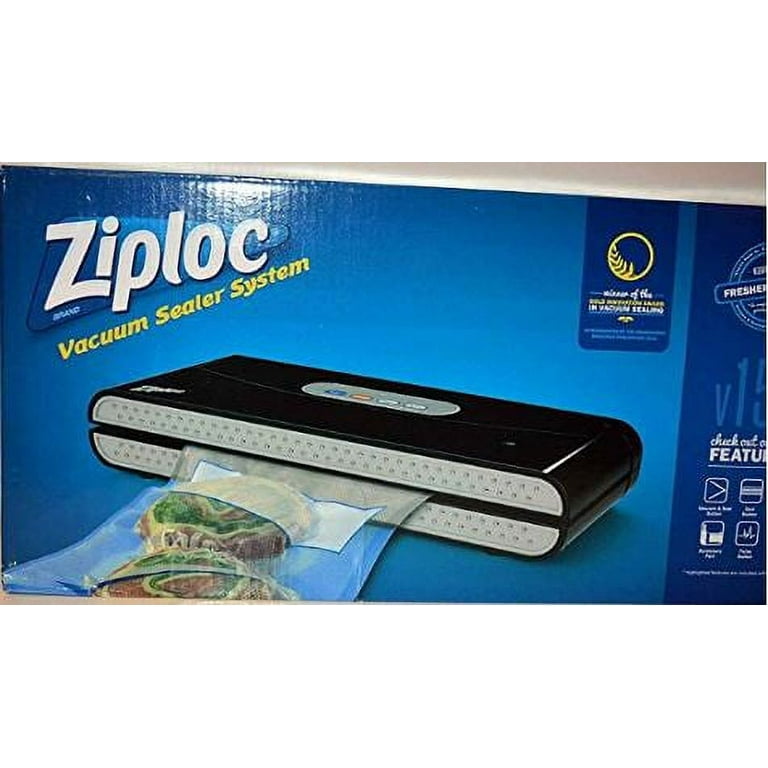 Ziploc V159 Vacuum Seal Food Saving Machine with 3-Quart Bags, 2-Gallon Bags  and a 0.5L Canister, Black 