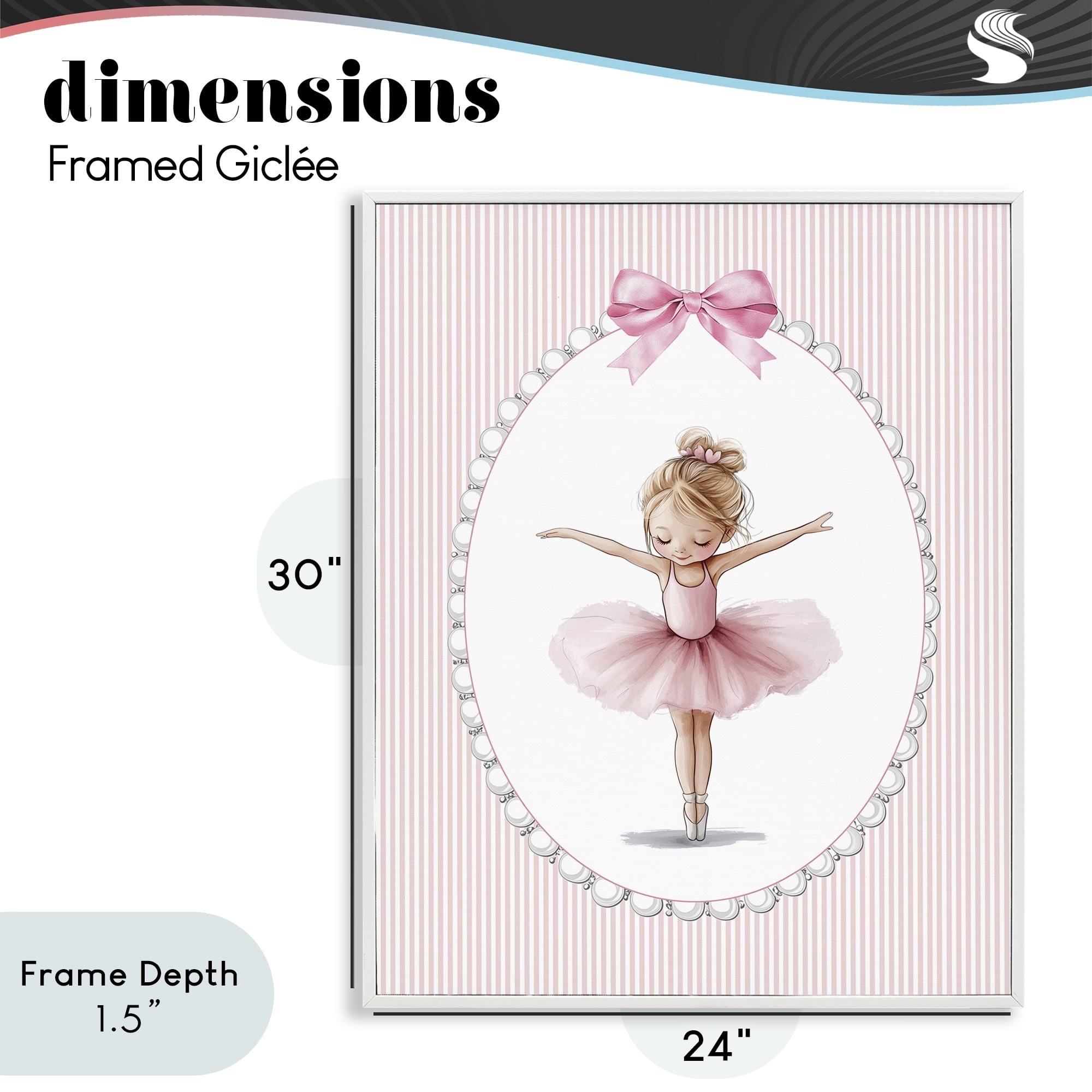 Stupell Industries Dancing Pink Ballerina White Framed Giclee Art, design by Christine Simpson Art