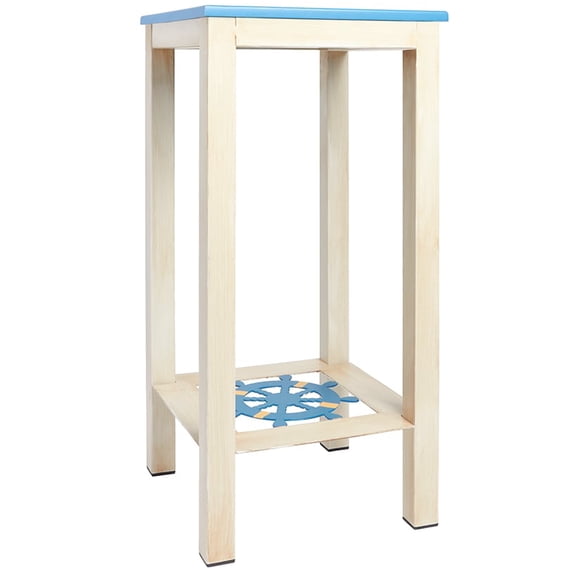 Nautical Accent Wooden End Tables - Anchor or Wheel Design