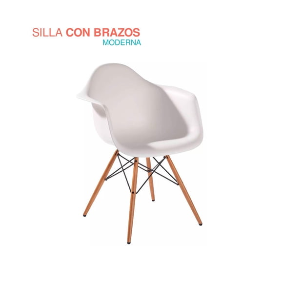 Silla Tipo Eames Con Brazos Comedor Moderno Retro Resistente blanco 6.49 pulg Pido Todo E-SEBZM-BK