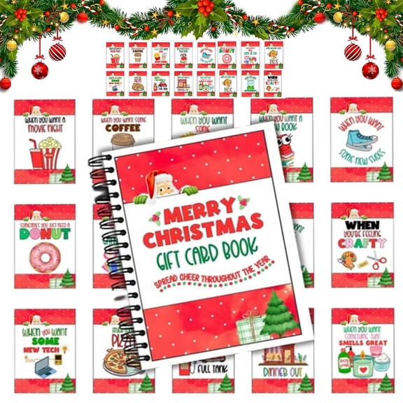 The Ultimate Christmas Gift Card Book, 5x7 Inch Spiral Notebook with 30 Unique Gift Card Pages & 4 Message Pages, Perfect Holiday Planner for Family, Friends, Students, Office, Xmas Gift Organizer