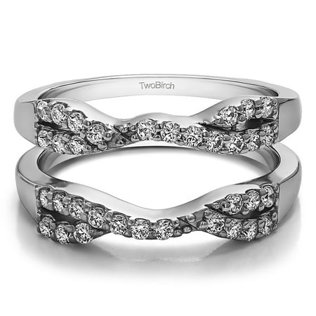 - White Sapphire in Sterling Silver Infinity Cross Wedding Ring Guard (0.51ct)