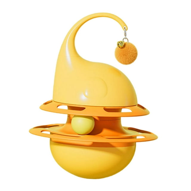 Juguete de inteligencia para gatos, plato giratorio, dispensador de golosinas, multiusos, estable, almacenamiento de alimentos, juego interactivo para amarillo
