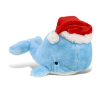 DolliBu Santa Large Blue Whale Stuffed Animal Plush Toy - Super Soft Sea Animal Dress Up with Red Santa Claus Hat, Ocean Life Whale Gift, Perfect Holiday Christmas Gift - 13 Inches