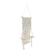Sagebrook Home Wood, 18" Macrame Wall Shelf, Ivory, Rectangle, Jute, Contemporary, 20"L X 6"W X 18"H, Solid Color
