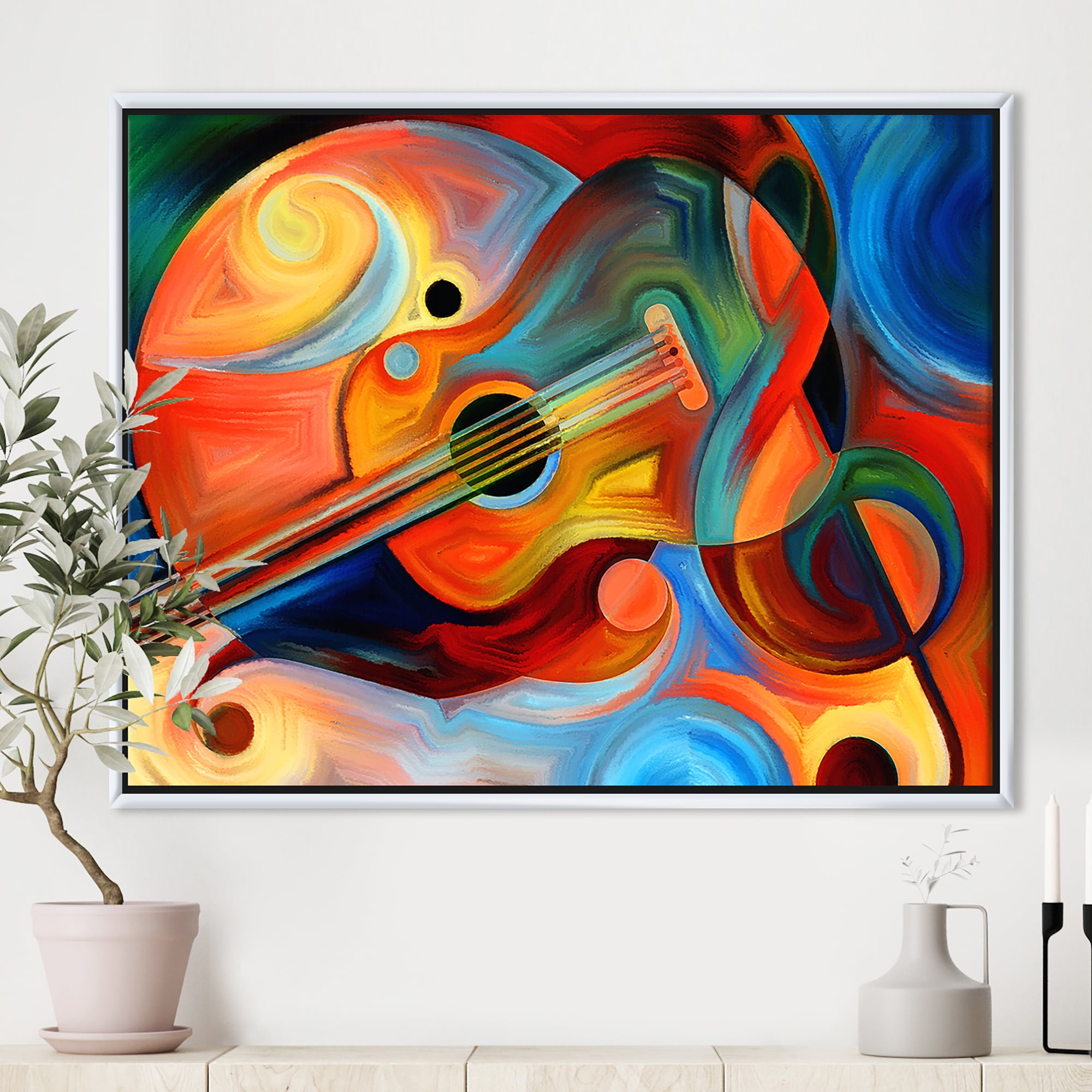 アート・デザイン・音楽 Painting acrylic on canvas Designart ' Music and Rhythm ' Abstract Framed Canvas Art