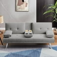thumbnail image 5 of VFD Futon Sofa Bed Modern Folding Futon Set Convertible Recliner Lounge for Living Room with 2 Cup Holders, Removable Armrests (Velvet, Light Gray), 5 of 5