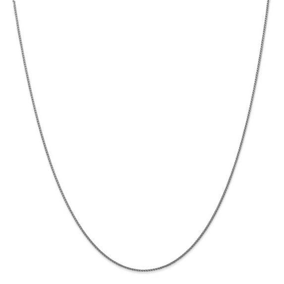 Solid 14K White Gold 1mm Diamond-Cut Wheat Chain Necklace - with Secure Lobster Lock Clasp 16"