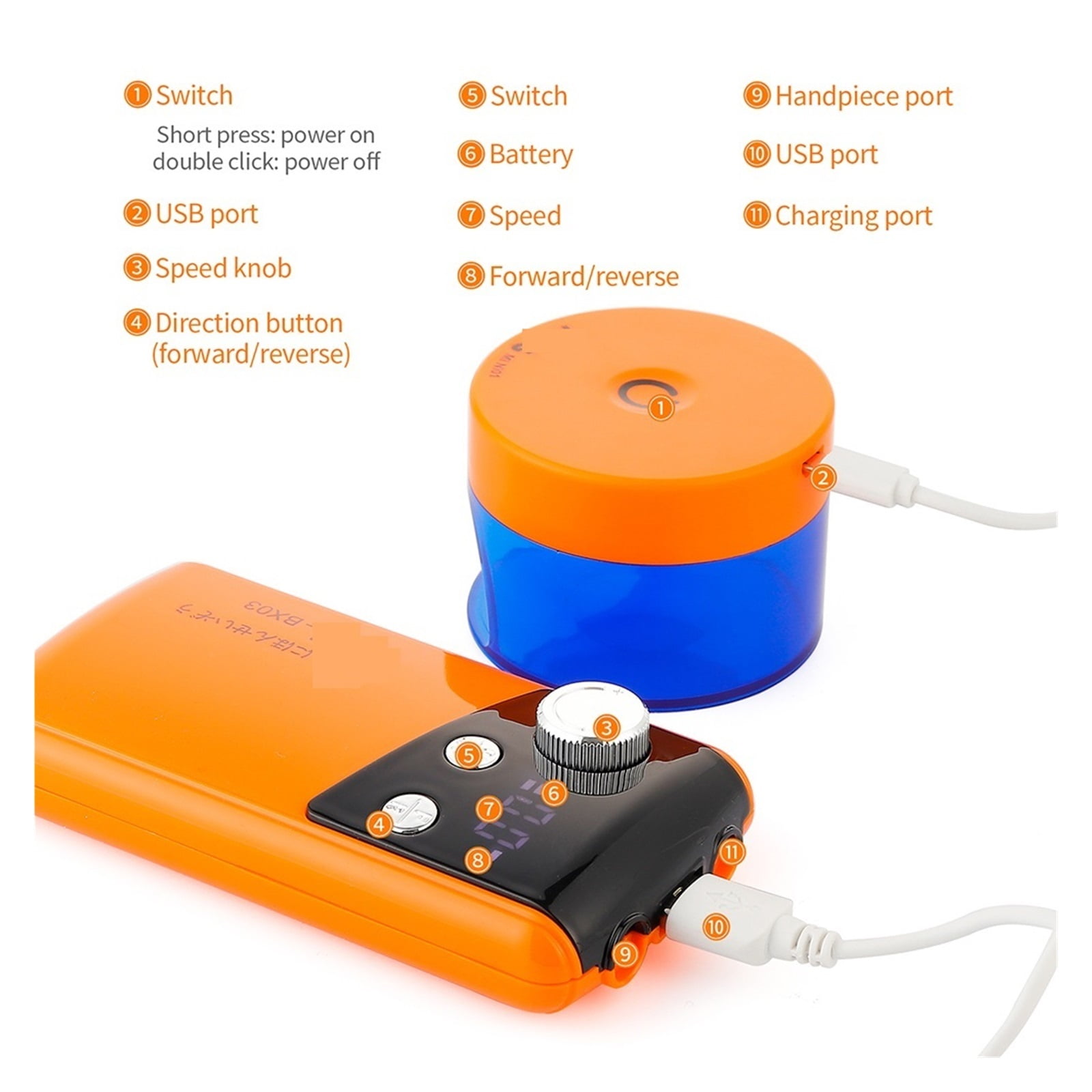 2 In 1 35000RPM Nail Drilling Machine, Nail Polisher Sander, Manciure Drill, Electric Nail File With Mini Nail Dryer Nail Lamps ,Low Noise